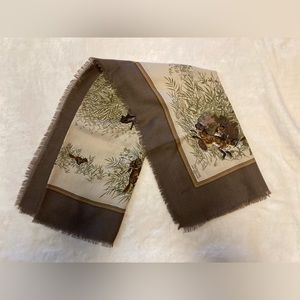 Beautiful Fox Imprinted Brown Trafalgar Scarf/Wrap.